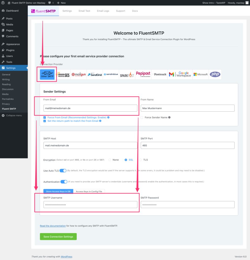 Fluent SMTP Demo 02